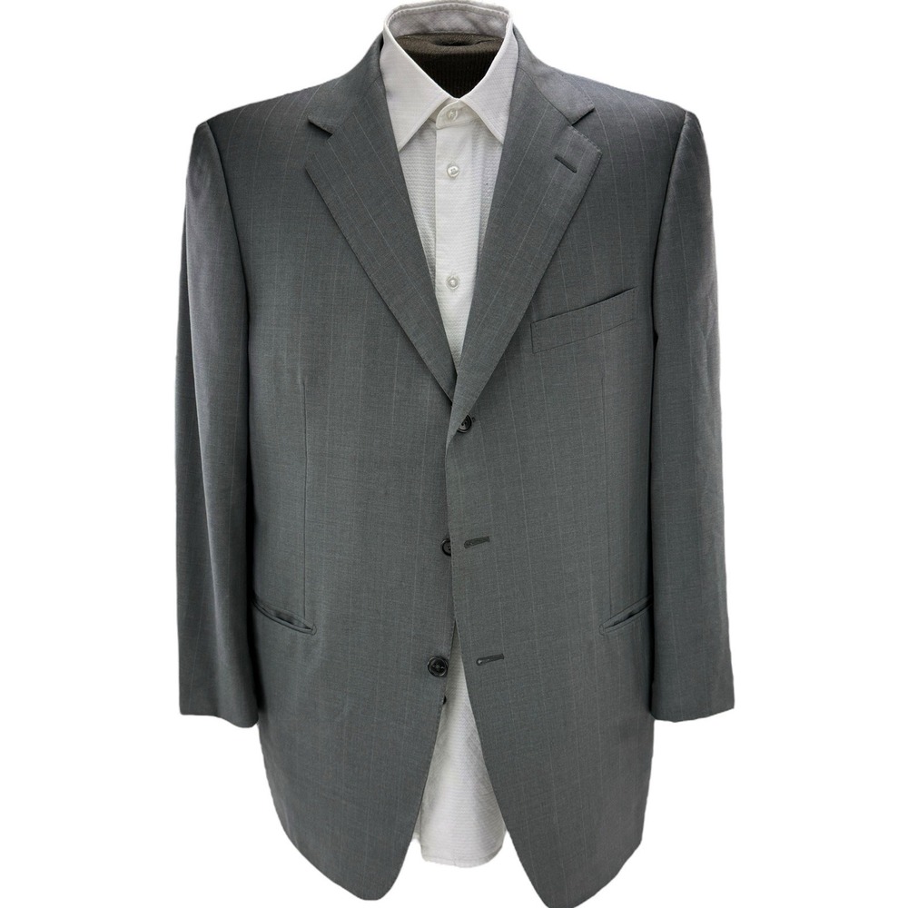 Ermenegildo Zegna Trofeo Gray Wool Blazer 46R Stripe 3-Button Ventless Italy